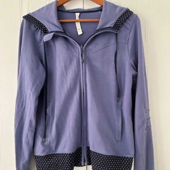 Lululemon hoodie, purple with navy polka dot trim, size 10 - Picture 1 of 5